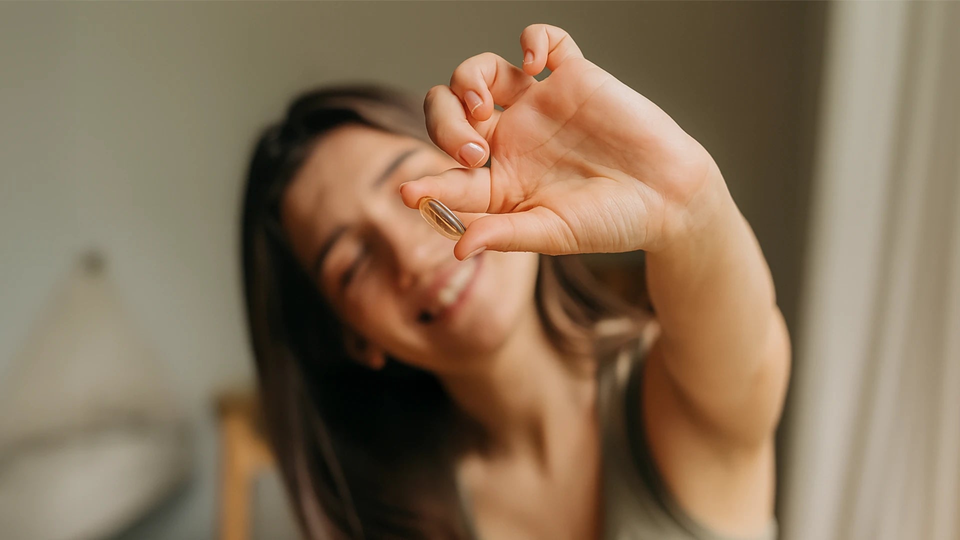 A woman's face showing visible improvements in skin texture and radiance after consistent collagen supplementation. 
